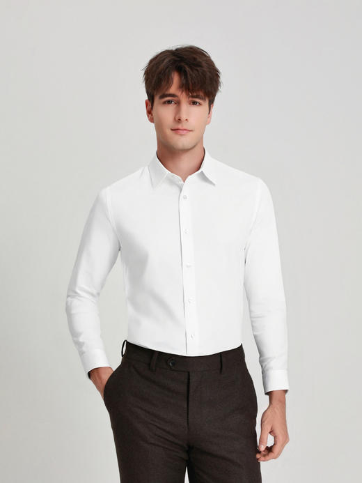 callisto白色高支长绒棉衬衫意式领衬衫 商品图2