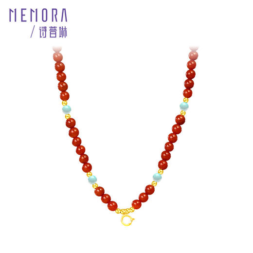 【新品首发】万能链 南红绿松18k金项链 新中式搭配吊坠万能链女士礼物MEMORA诗普琳MN000906 商品图8