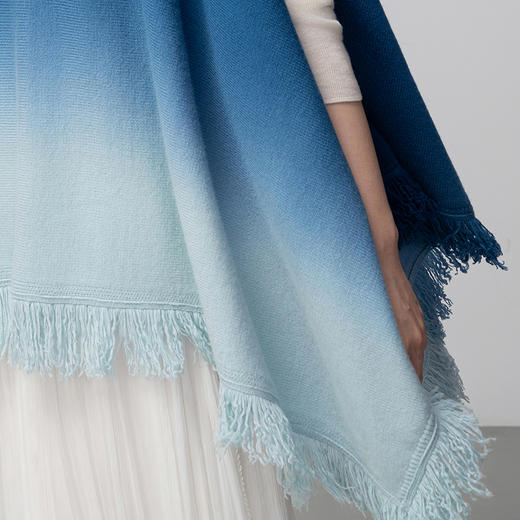 【林栖设计小店】青绿渐变毛织披肩绵羊毛复古优雅2025秋冬新款流苏上衣女2954006C 商品图3