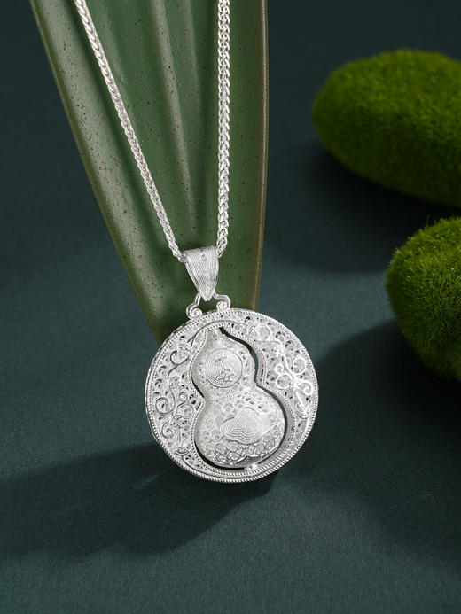 子佩集【福禄转运】S990银吊坠【YXYLDZ054】可转动葫芦花丝平安祥云（不含链）2510 商品图14