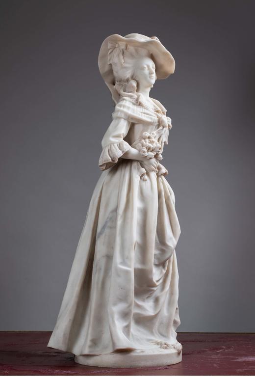 独角鹿西洋古董 19世纪法国出品人物主题大理石雕塑作品《 玛丽·安托瓦内特》 商品图0