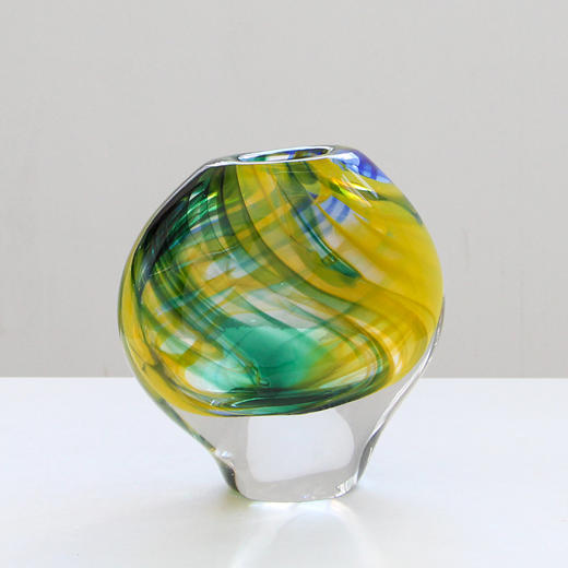 轻奢风手工厚底琉璃艺术花瓶彩色渐变果盘装饰玄关客厅样板间软装 商品图5