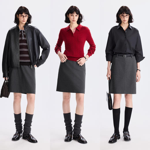 棉仓366617020-【缪斯半裙】直筒磨毛保暖半身裙女25秋冬后开叉设计感长裙 商品图3