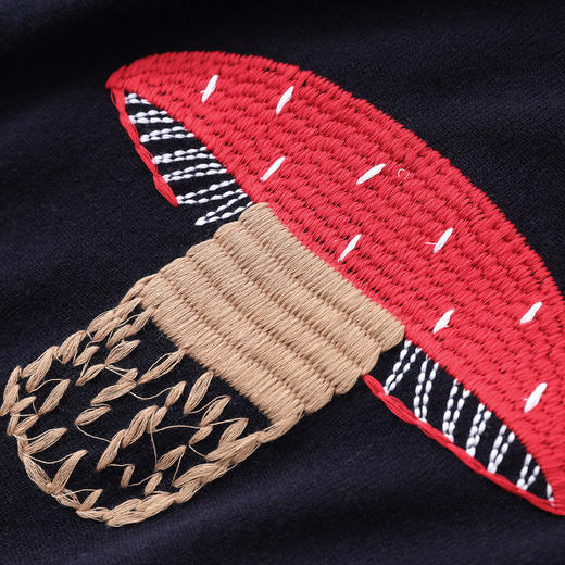 「高货wl」全新升级【铂金会员238/天猫319/差价81】(53503)洛诗琳100超细美丽诺羊毛上衣2025秋冬蘑菇刺绣圆领毛衣 商品图3