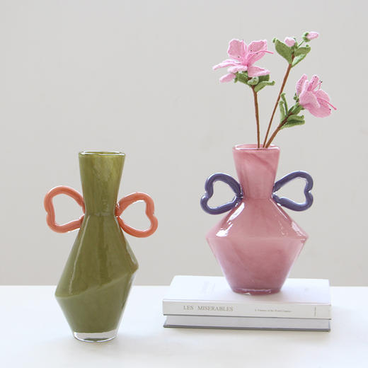 创意手工蝴蝶结花瓶玻璃花瓶摆件桌面绿植水培玻璃花器工艺品批发 商品图2