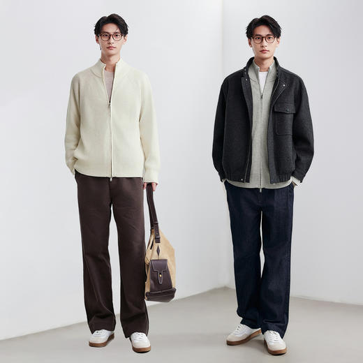 棉仓367826017-美利奴羊毛混纺拉链开衫 商品图4