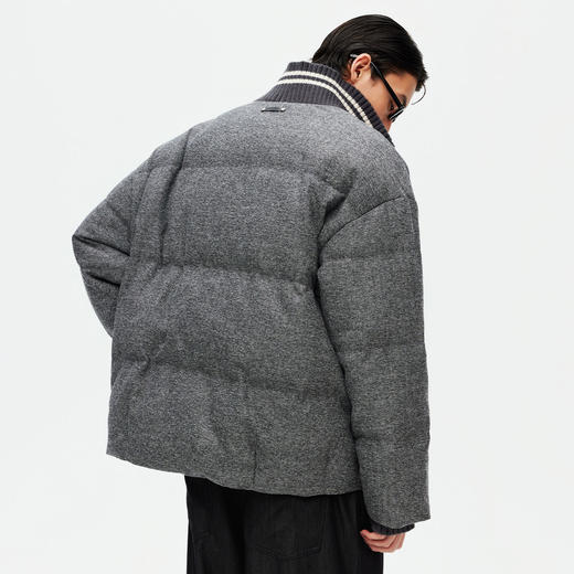 NPC潮牌毛织拼接撞色立领拉链鸭绒羽绒服短款夹克男秋冬NP58DJ40 商品图3