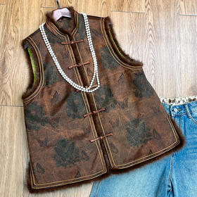 OG 8668新中式国风马甲高级感无袖夹棉老钱风提花坎肩背心盘扣马夹