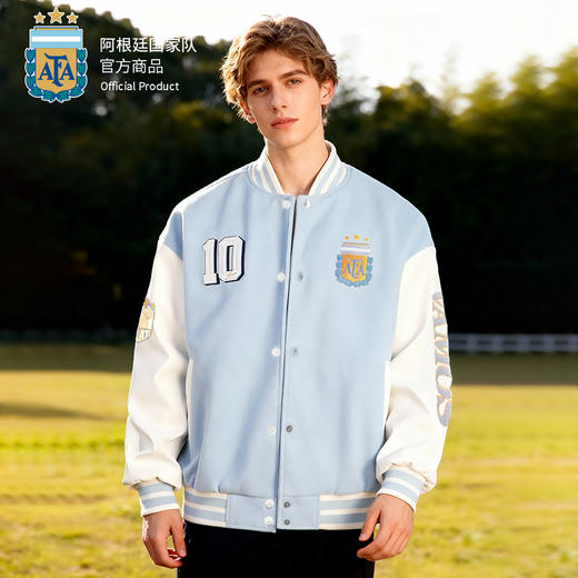 【官方正版】阿根廷国家队 | 秋季新款蓝白印号棒球服休闲外套 商品图3