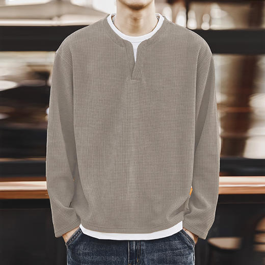 裁缝学苑MS13复古假两件长袖T恤纸样男装V领上衣男装样板图纸 商品图2