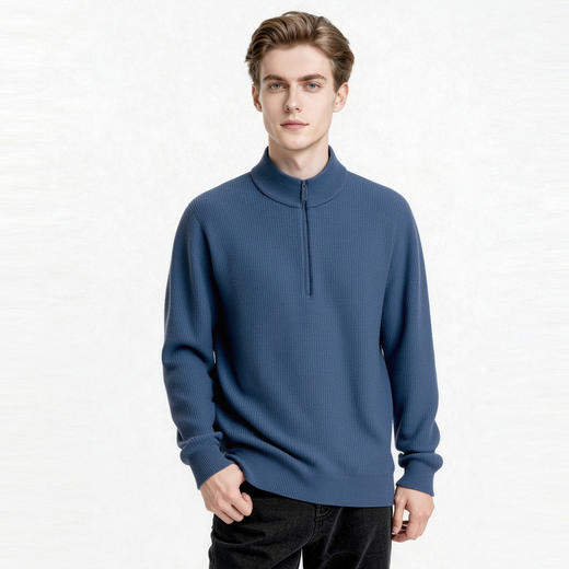 【含绵羊毛】圣得西男士休闲百搭毛衣2025秋冬季新款半高领厚毛衫 商品图13