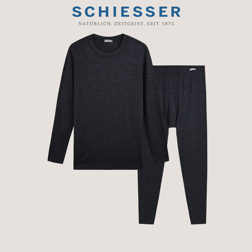 【可机洗美丽诺羊毛】SCHIESSER德国舒雅男士100%美丽诺丝光高支精纺羊毛保暖套装35/26148W 商品图3