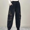 复古民族风新款女牛仔拼接宽松盘扣百搭哈伦裤舒适洋气印花显瘦 商品缩略图2