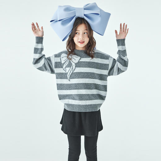 棵初条纹蝴蝶结毛衣801K258069MJ 商品图1