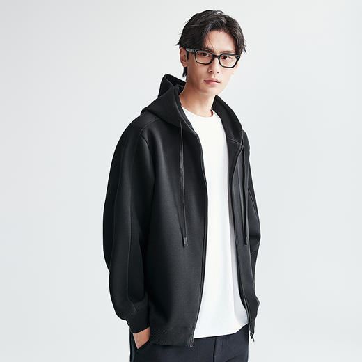 棉仓367808014-五明治复合摇粒绒宽松廓型连帽开衫卫衣 商品图1