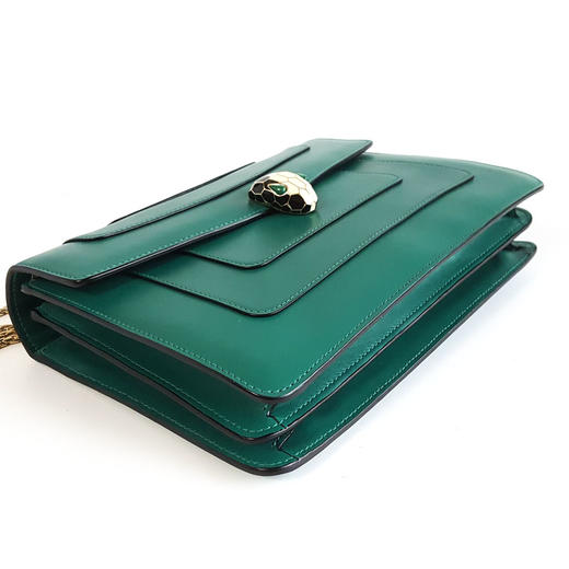 【95新】BVLGARI宝格丽绿色蛇头包SERPENTI FOREVER系列大号链条包单肩包女士181025JJ06 商品图6