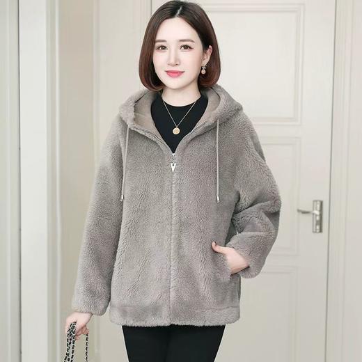 羊剪绒大衣女短款2025新款羊毛皮毛一体颗粒海宁官方旗舰皮草外套 商品图1