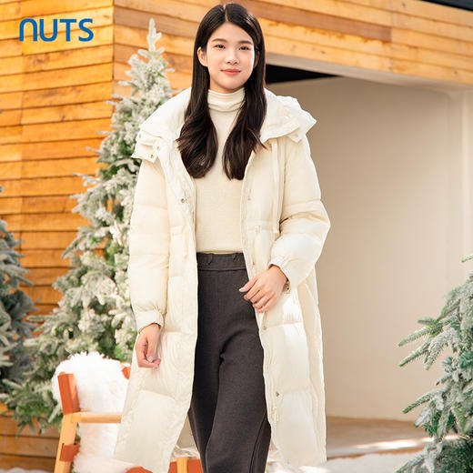 NUTS商场同款冬季韩版收腰加厚保暖过膝时尚长羽绒服女4440911A1 商品图0
