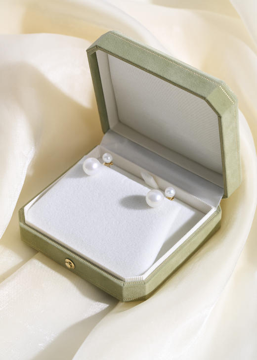 伽罗 JALO 18K黄金6mm和10mm 双珠高等级淡水珍珠耳环 商品图3