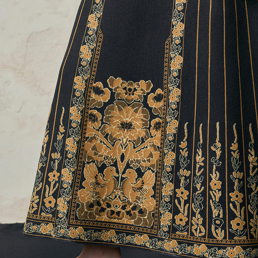 【林栖设计小店】毛织半身裙金葱提花国风新中式气质2025秋冬新款马面裙女1954081 商品图3