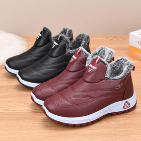 【需要拍大一码，尺码偏小一码】凡登奇男女防水保暖鞋，升级兔毛内里，聚热保暖，轻盈蓬松；pu皮革鞋面防水防污好打理、懒人一脚蹬，穿脱方便。