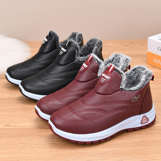 【需要拍大一码，尺码偏小一码】凡登奇男女防水保暖鞋，升级兔毛内里，聚热保暖，轻盈蓬松；pu皮革鞋面防水防污好打理、懒人一脚蹬，穿脱方便。 商品图0