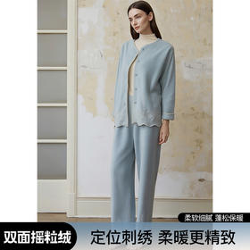 官网2280！ 定位刺绣加厚双面摇粒绒外穿家居服月子服秋冬保暖睡衣睡裤套装女