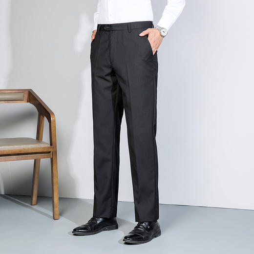 罗蒙男士加绒西裤商务风抗皱裤子耐磨双保险裤扣宽松直筒版型不紧绷长裤 商品图4