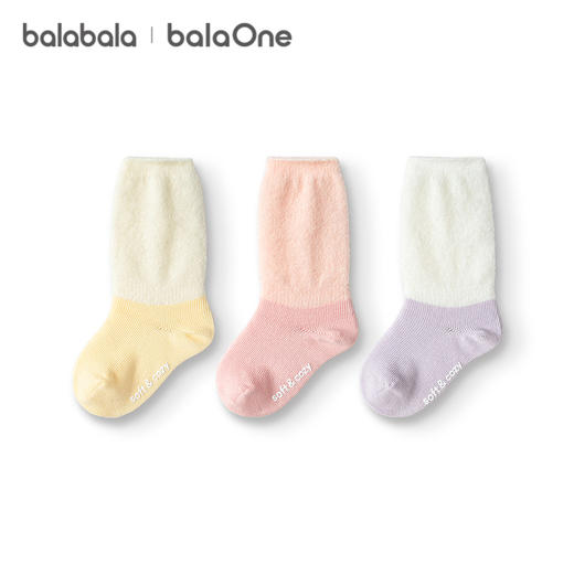 巴拉巴拉balaOne宝宝袜子冬季保暖袜婴幼儿长袜防着凉无骨三双装 商品图4