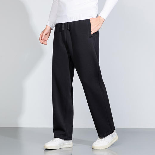 罗蒙冬季加绒阔腿休闲裤男士直筒拉链式口袋抽绳款时尚百搭长裤子男 商品图2