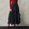 【林栖设计小店】蕾丝半身裙拼桑蚕丝花边肌理感2025秋冬新款不规则裙子女1954012 商品缩略图0
