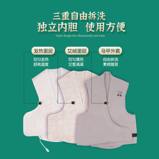 【精选】艾灸马甲电加热艾草叶包热敷腹部肚子艾绒背部肩颈全身通用 商品图1