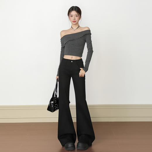 【加绒加厚】罗蒙女士冬款微喇牛仔裤休闲通勤时尚女长裤气质显瘦 商品图3