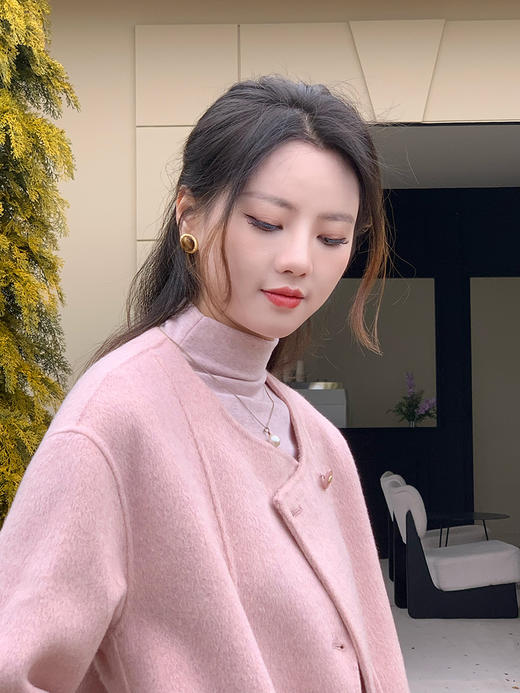 【百图lulu定制】【全能型双面呢大衣】【赠围巾】100%美丽诺羊毛 单排扣 圆领 双面呢大衣 商品图7