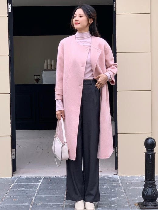 【百图lulu定制】【全能型双面呢大衣】【赠围巾】100%美丽诺羊毛 单排扣 圆领 双面呢大衣 商品图11