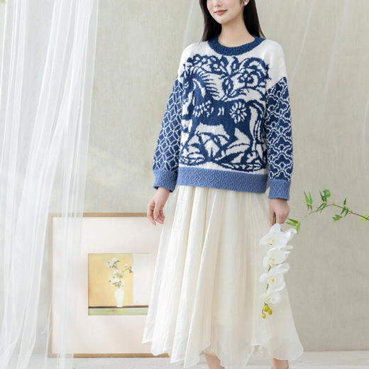 苏苏姐家凌云提花毛衣手工DIY编织棒针衣服毛线团自制材料包 商品图1