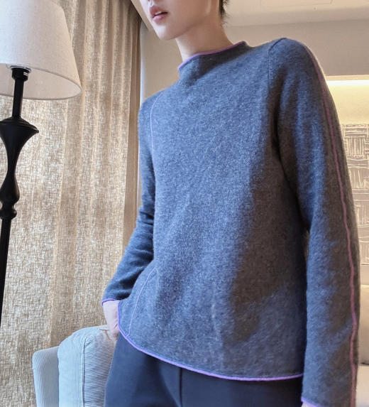 【不基础的基础】百搭噢蜜ooomeooo明线装饰羊绒衫 商品图5