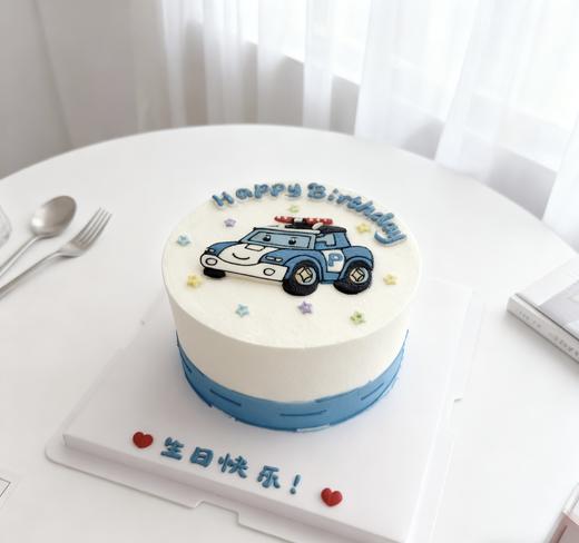 变形警车儿童手绘蛋糕-低糖处理无添加 商品图0
