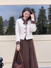 【百图lulu定制】【书香门第毛呢套装】香风撞色 花纱 夹棉 毛呢 外套 弹力腰围 毛呢百褶半裙 套装 商品缩略图0