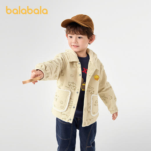 巴拉巴拉男童棉服恐龙印花外套假两件潮2025新款冬装 商品图2