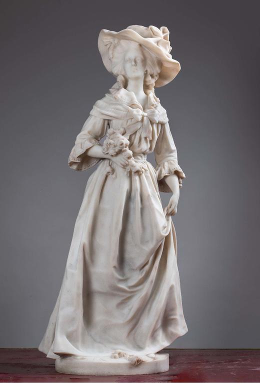 独角鹿西洋古董 19世纪法国出品人物主题大理石雕塑作品《 玛丽·安托瓦内特》 商品图2
