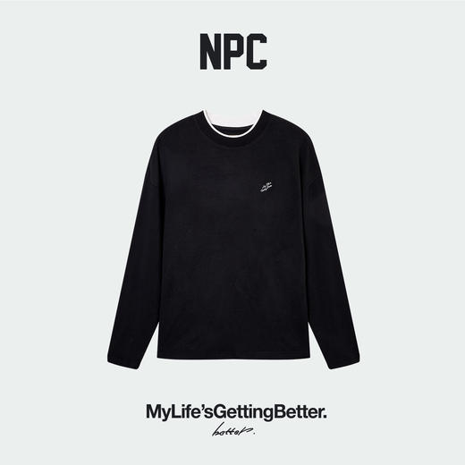NPC潮牌东丽小暖绒撞色螺纹休闲圆领长袖T恤男圆领落肩NP58TL21 商品图5