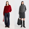 棉仓366635020-亮片设计感微宽松套头毛衣女25秋冬长毛绒感兔毛针织厚款上衣 商品缩略图3