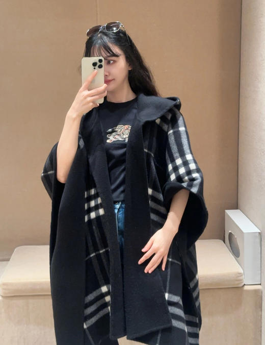巴宝莉 双面羊绒连帽斗篷 格纹款（ZT*DSX） 商品图1