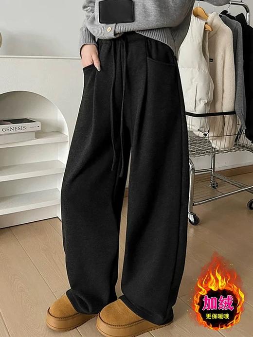 现货【YW】无忧购秋冬加绒加厚休闲日韩系松弛百搭奶芙绒阔腿裤女N3931（截单后7天发货) 商品图0
