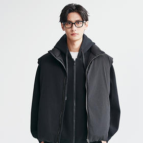 棉仓367808014-五明治复合摇粒绒宽松廓型连帽开衫卫衣