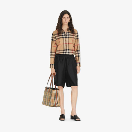 BURBERRY 巴宝莉 女士格纹弹力棉质长袖衬衫 格子 8085657 A7028 商品图1