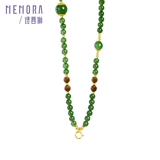 【新品首发】万能链 黄色18K金碧玉老山檀 新中式搭配吊坠万能链女士礼物MEMORA诗普琳NN004301 商品图6