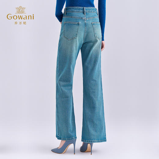 乔万尼2025冬新品复古水洗色中高腰设计直筒牛仔裤EZ3F163 商品图4