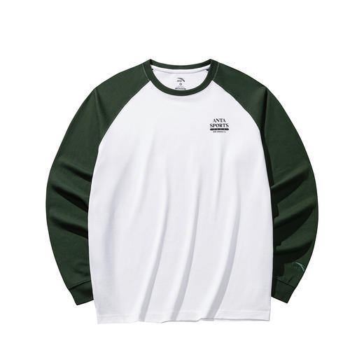 安踏纯棉长袖t恤男装冬季新款插肩袖简约打底衫运动上衣152538402-2 商品图0